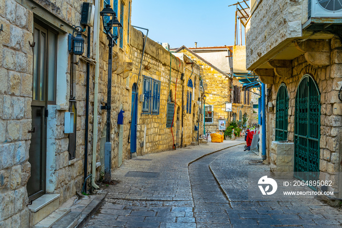 View of a narrow street in Tsfat/Safed, Israel