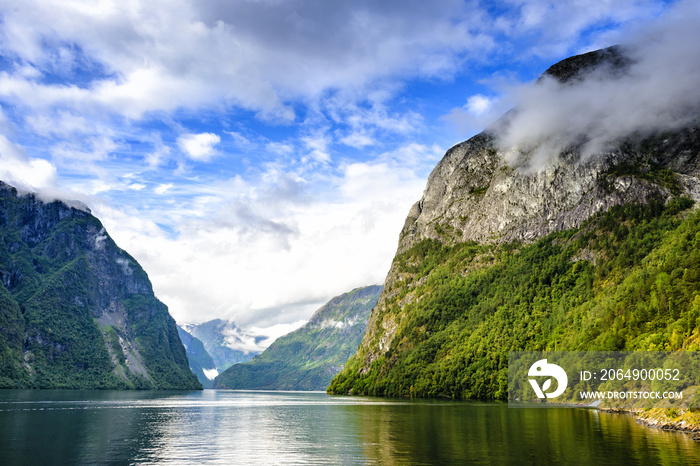 View from the ferry on the narrowest fjord in Norway