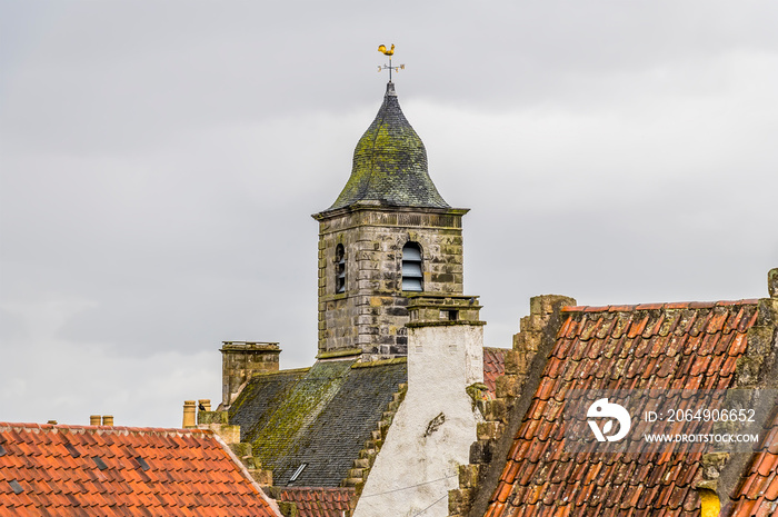 A view across the roof tops at Culross, Scotland on a summers day