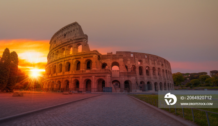 Amazing sunrise at Rome Colosseum  Rome, Italy