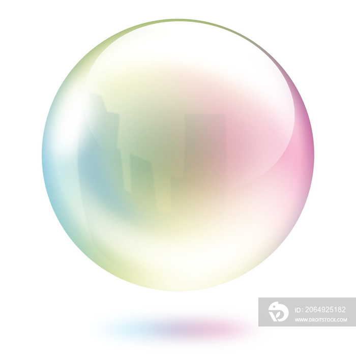 Colourful floating glass sphere