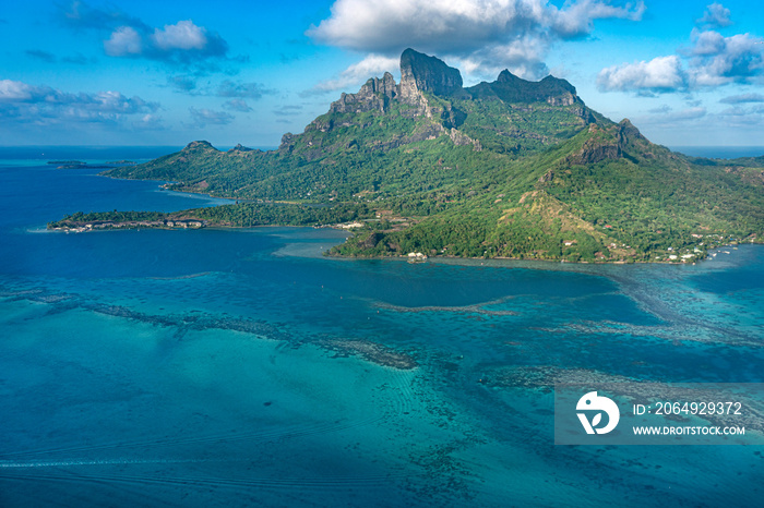 Bora Bora French Polynesia Paradise Island aerial view panorama