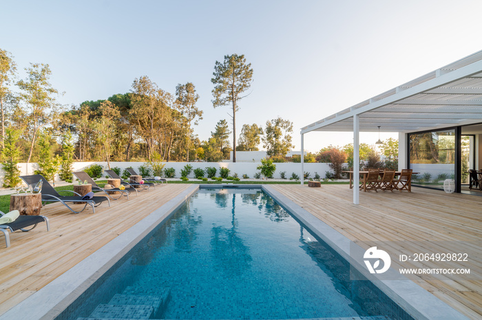 Modern villa with pool and garden