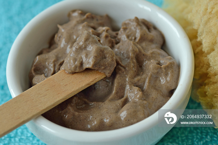 Homemade face and hair mask made of moroccan rhassoul - ghassoul clay