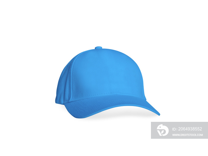 Blue cap mockup front view isolated on white background.