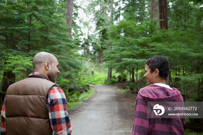 father and son out enjoying nature