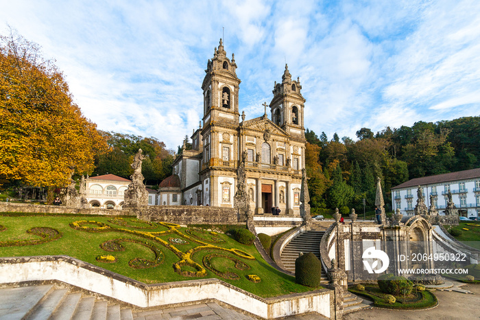 Bom Jesus do Monte Monastery in Braga in a warm evening, Portugal