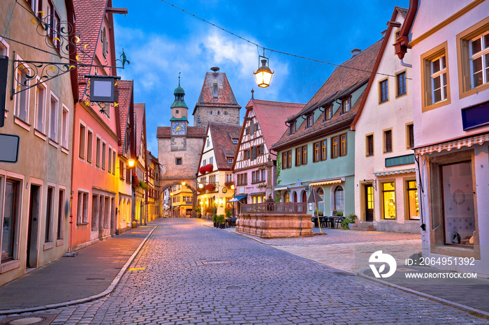 Rothenburg ob der Tauber. German street architecture of medieval German town of Rothenburg ob der Ta