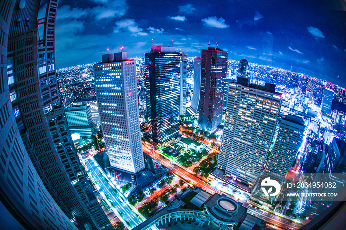 東京都庁舎の展望台から見える東京の夜景