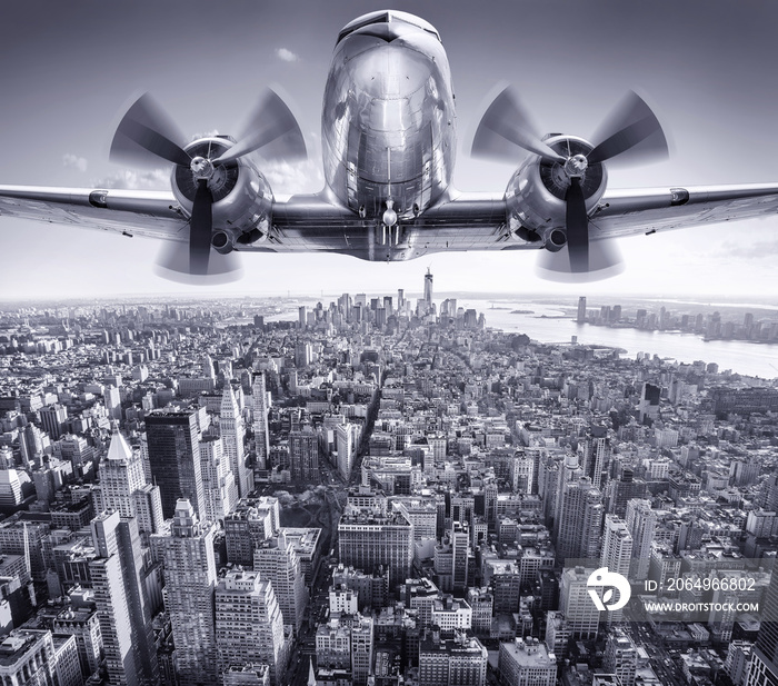 曼哈顿上空的历史飞机