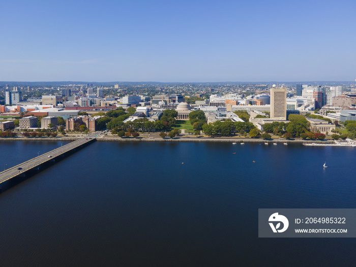 Cambridge modern city skyline including MIT aerial view from Charles River, Cambridge, Massachusetts