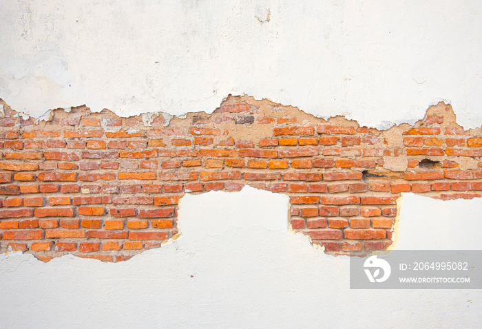 Wall the style vintage white background of old cement brick texture has orange red many horizontal b