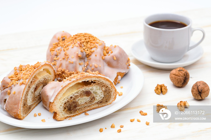 Tasty traditional polish croissants  - Croissant of Saint Martin (Rogal Świętomarciński) with white 