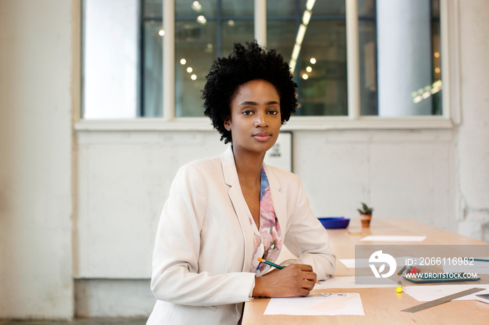 Young businesswoman at desk