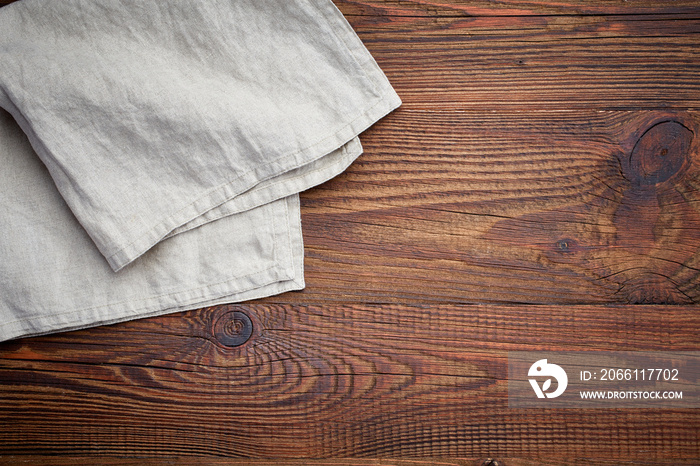 linen napkin on wooden table