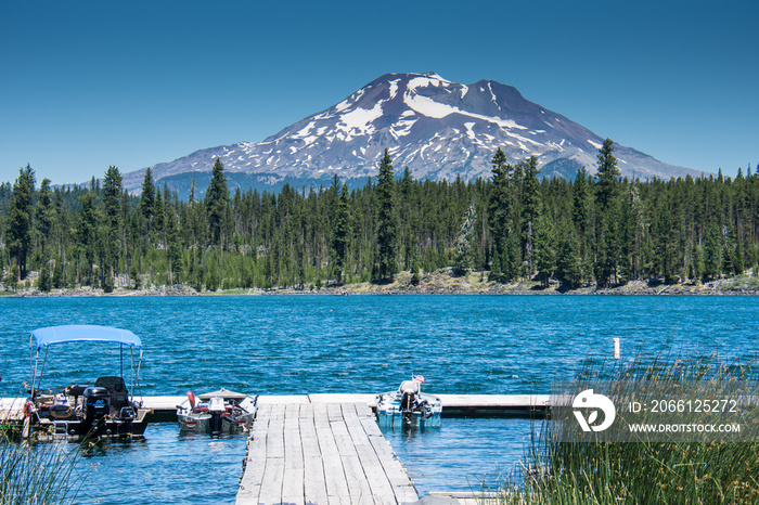 Lava Lake, along the Cascade Lakes Scenic Byway near Bend Oregon, with Mt. Bachelor in the backgroun