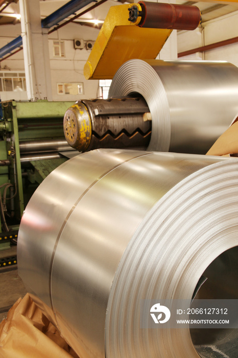 rolls of steel sheet in a plant