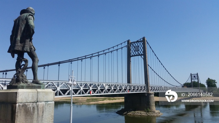 Suspension bridge over the river Loire, Ancenis, France