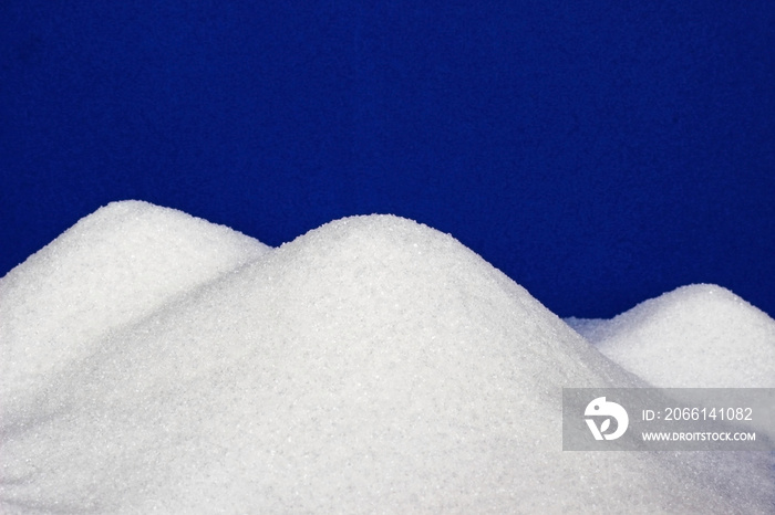 white sugar mountains, blue background