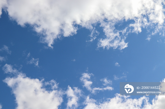 带复制空间的云背景的蓝天，对于Zoom背景，概念包括云计算