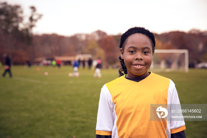 Portrait of girl soccer player