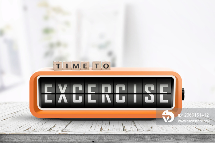 Time to excercise message on an alarm clock