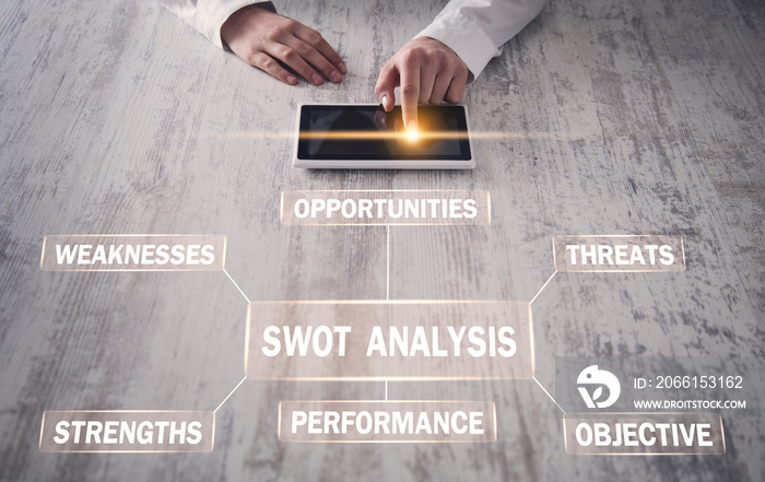 Swot Analysis. SWOT-Strength, Weaknesses, Opportunities, Threats. Business concept