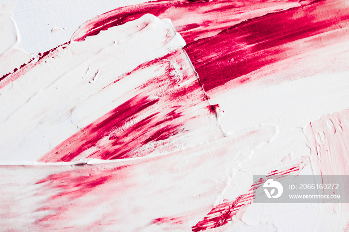 艺术抽象的纹理背景，粉红色丙烯颜料笔触，纹理墨水飞溅作为pr