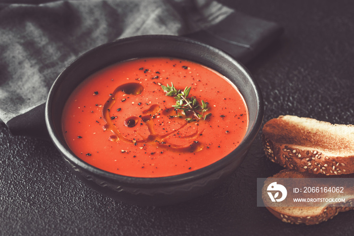 Bowl of spicy tomato soup