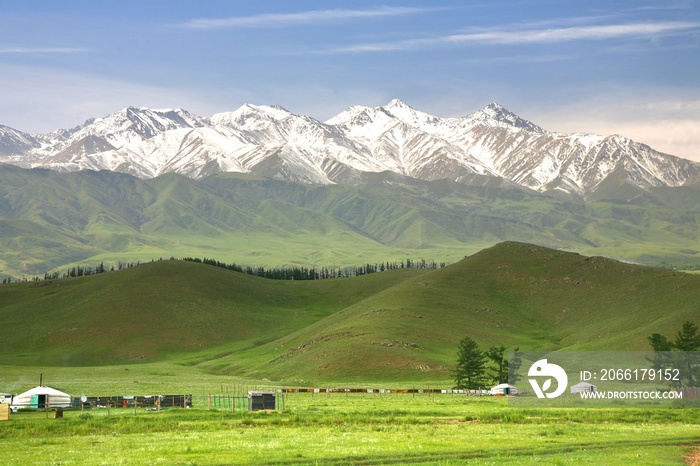 The beautiful scenic with the Tian Shan mountains at naryn of Kyrgyzstan