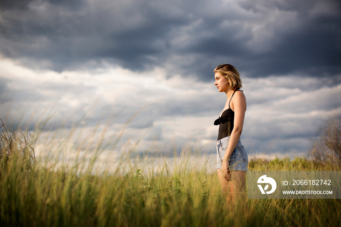 Woman in meadow