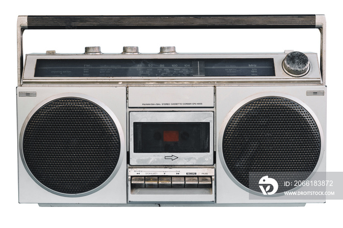vintage stereo on isolated white with clipping path.
