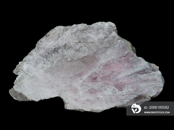 粉红色锂云母-锂矿石矿物的大块