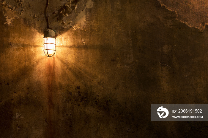 Worn grunge wall with light. Architecture abstract background