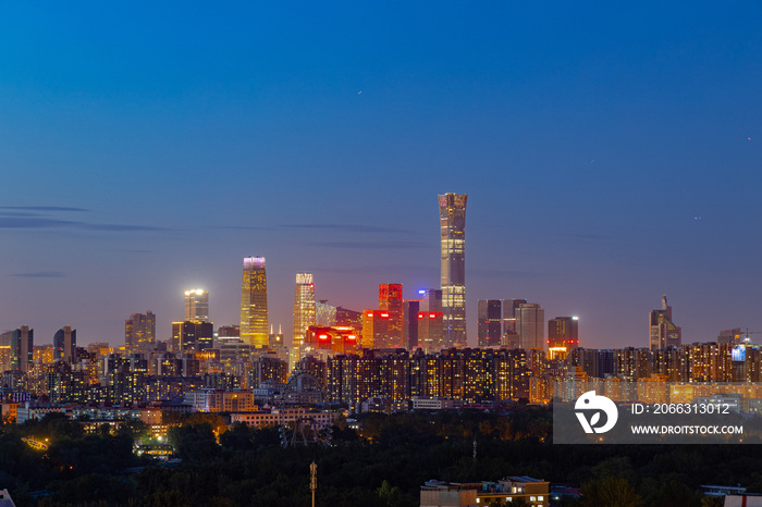 北京国贸CBD中央商务区城市夜景风光