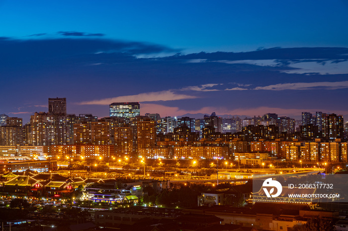 北京城市住宅夜景风光