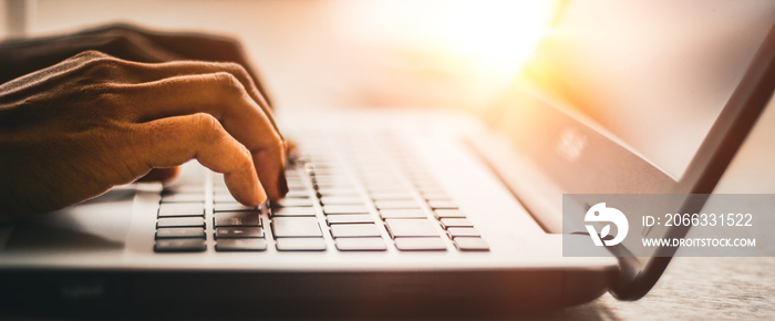 woman using laptop, searching web, browsing information, having workplace