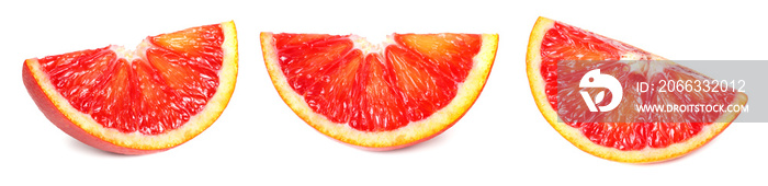 Slice of red blood orange isolated on white background