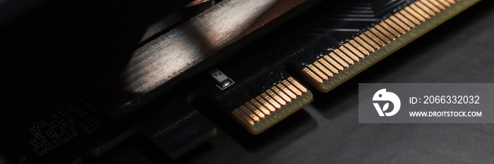 Panoramic photo of PCI Express GPU connection pins