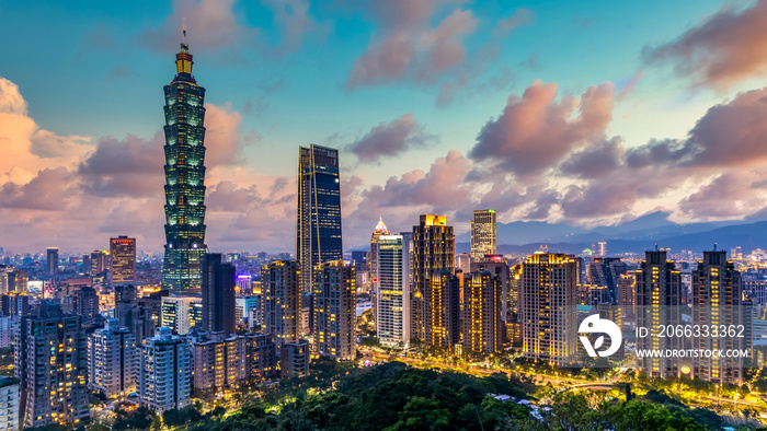 Taiwan city skyline and skycraper the beautiful of Taipei, Taiwan city skyline and skyscraper and other modern building of downtown, Taipei is a popular tourist destination.