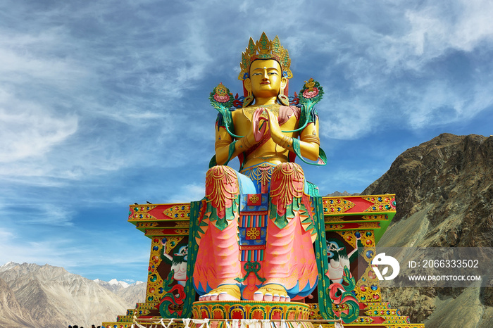 Maitreya Buddha statue in Diskit gompa, Nubra valley, Ladakh, India