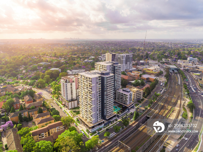 Residential Buildings and train station in Sydney Australia