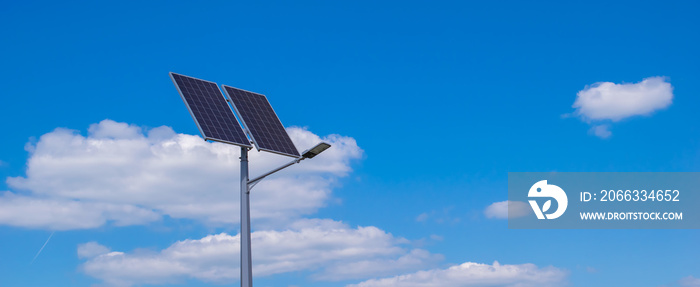 Modern street lighting pole with solar panel