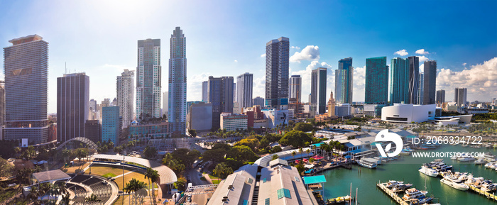 Miami downtown skyline panoramic aerial view