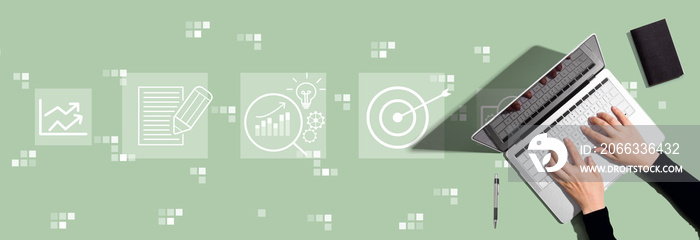 Data Analysis concept with person using a laptop computer