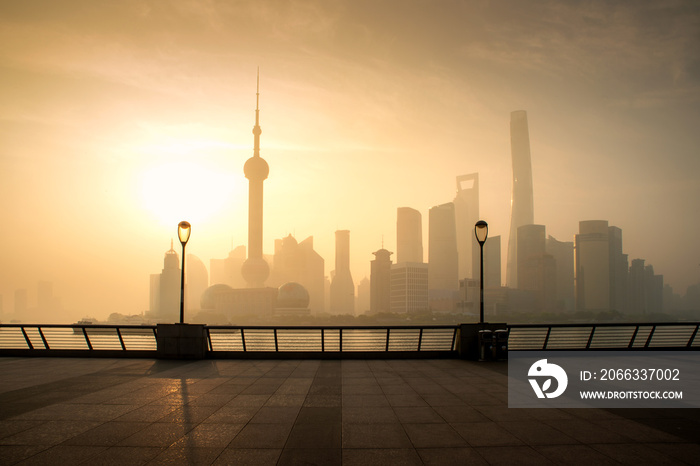 Shanghai skyline cityscape in moring at luajiazui finance and business district trade zone in Shanghai, China.