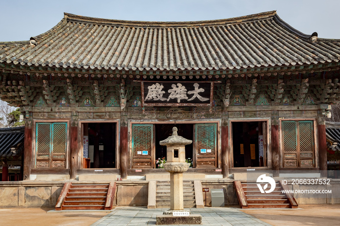 Traditional Korea Asia wood architecture at Bulguksa Buddhist temple in South Korea