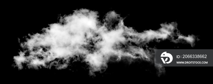 White cloud isolated on black background, Fluffy texture , Abstract smoke