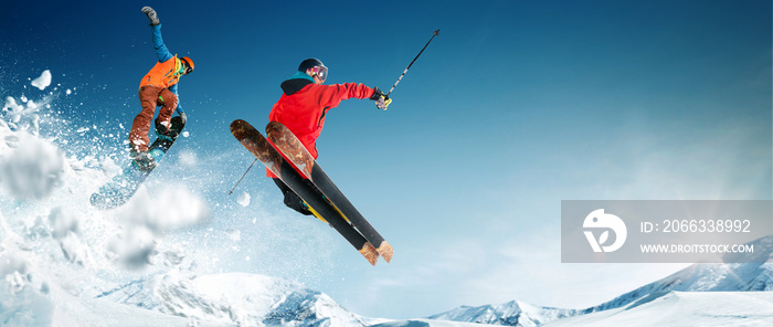 Skiing. Snowboarding. Extreme winter sports