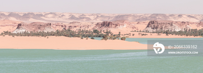 Panoramic view to the Ounianga kebir lakes , Ennedi, Chad